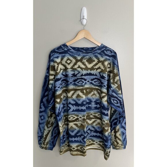 Vintage 80’s/90’s‎ Cherokee Sweatshirt Sz Lg NOS Aztec Tribal Print Pullover - Picture 1 of 9